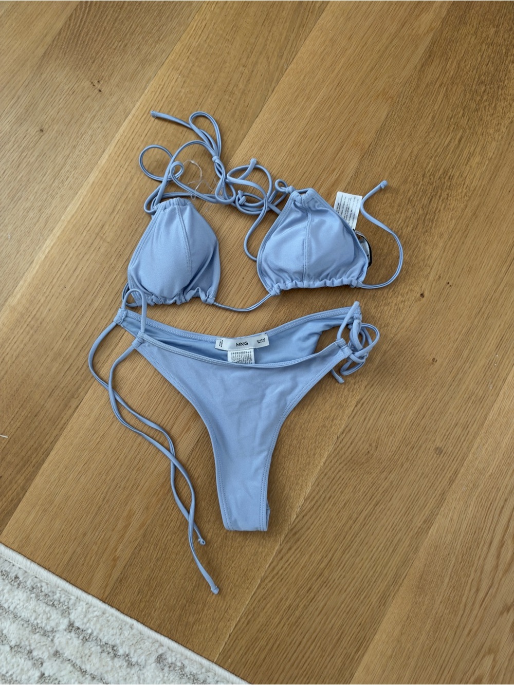 Mango Pastel Blue Triangle Tie-Side Bikini Set